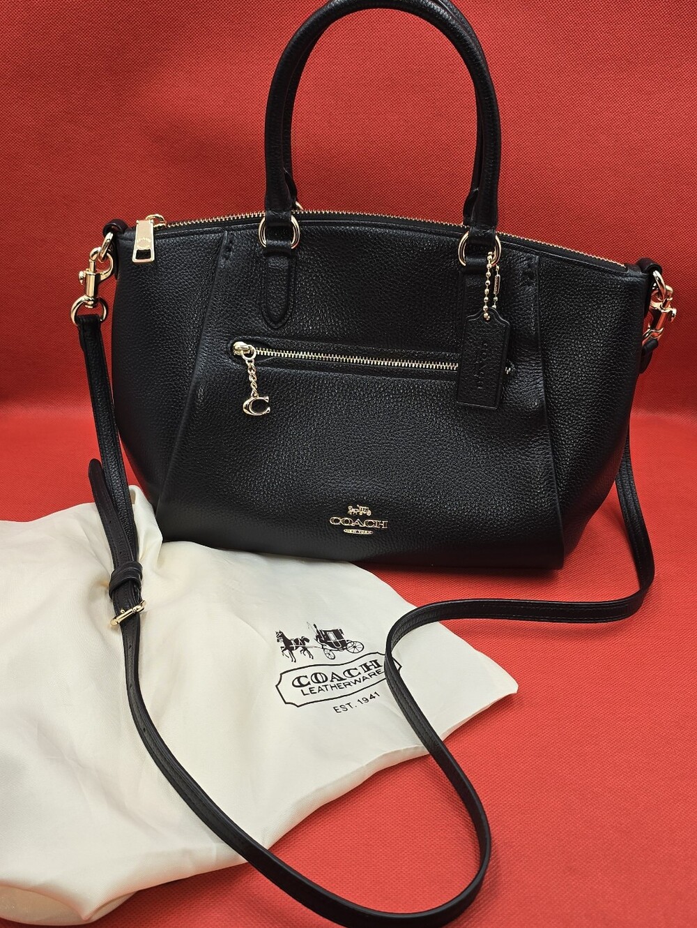 Coach Black Leather Elise Satchel